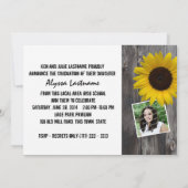 Invitation Bois-de-gorge rustique et tournesol Graduation (Dos)