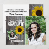 Invitation Bois-de-gorge rustique et tournesol Graduation (Devant / Derrière)