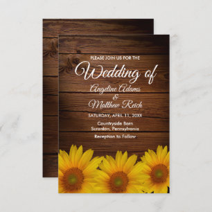 Invitation Bois de grange + Mariage de tournesol russe