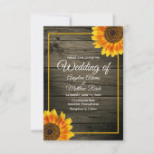 Invitation Bois de grange + Mariage de tournesol rustique (Devant)