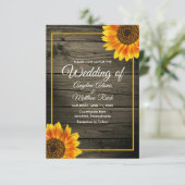 Invitation Bois de grange + Mariage de tournesol rustique (Debout devant)