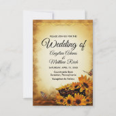 Invitation Bois de grange + Mariage de tournesol rustique (Devant)