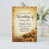 Invitation Bois de grange + Mariage de tournesol rustique (Debout devant)