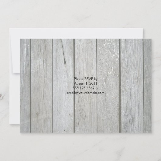 Invitation Bois de grange Photo Cœur rouge après le mariage (Dos)