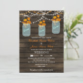 Invitation Bois de grange pot de mason rustique Mariage de au (Debout devant)