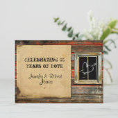 Invitation Bois de grange rustique avec cœur graffité pour an (Debout devant)