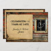 Invitation Bois de grange rustique avec cœur graffité pour an (Devant / Derrière)