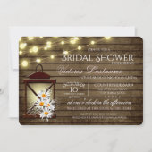 Invitation Bois de grange rustique et lanterne avec marguerit (Devant)