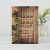 Invitation bois de grange rustique pays western Camo Mariage (Debout devant)