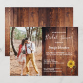Invitation Bois de grange rustique photo tournesol pays (Devant / Derrière)