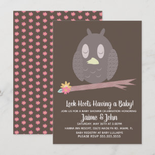 Invitation Bois de hibou texturé pour la révélation du sexe d