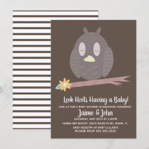 Invitation Bois de hibou texturé pour la révélation du sexe d