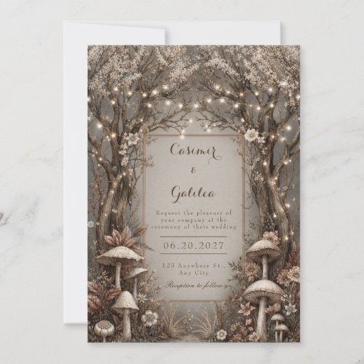 Invitation Bois de mariage enchanté en bronze noueux de la fo (Devant)