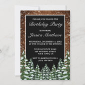 Invitation Bois de neige noir et forêt Pin de campagne Annive (Devant)