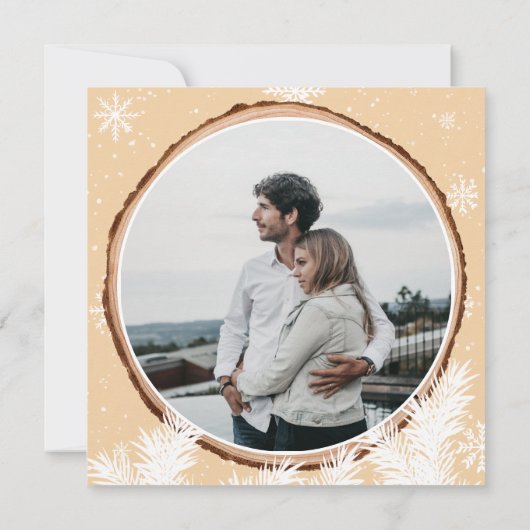 Invitation Bois de neige rustique bois rond lumière mariage p (Dos)