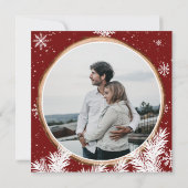 Invitation Bois de neige rustique bois rond rouge mariage pho (Dos)