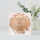 Invitation Bois de neige rustique rond rose mariage photo de (Debout devant)