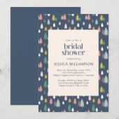 Invitation Bois de Noël Arbres Bleu Fête des mariées verte (Devant / Derrière)