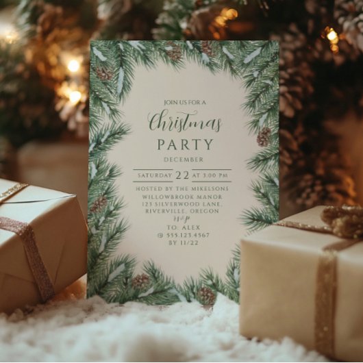 Invitation Bois de pin vert Noël