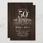 Invitation Bois de Surprise 50e Anniversaire de Mariage (Devant / Derrière)
