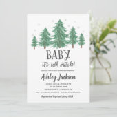 Invitation bois de verdure de baby shower d'hiver (Debout devant)