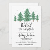 Invitation bois de verdure de baby shower d'hiver (Devant / Derrière)