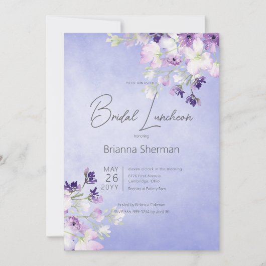 Invitation Bois d'eau violet rustique (Devant)