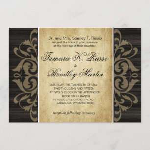 Invitation Bois d'ébène en filigrane en bois rustique du