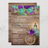 Invitation Bois d'écorce avec Turquoise foncé et violet foncé (Devant / Derrière)