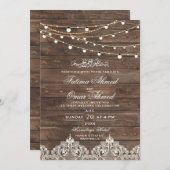Invitation Bois dentelle lumière à cordes Mariage musulman is (Devant / Derrière)