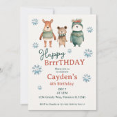 Invitation Bois d'hiver Animal Bois Anniversaire (Devant)