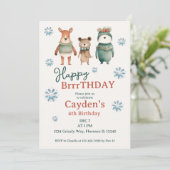 Invitation Bois d'hiver Animal Bois Anniversaire (Debout devant)