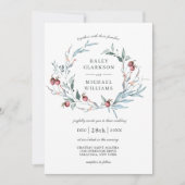 Invitation Bois d'hiver Aquarelle Botanique Mariage de couron (Devant)