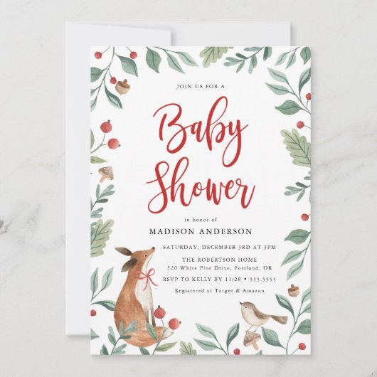 Invitation Bois d'hiver | Baby shower (Devant)