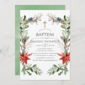 Invitation Bois d'hiver Baptême ou baptême de Noël (Devant / Derrière)