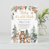 Invitation Bois d'hiver bébé son froid dehors baby shower (Debout devant)
