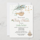 Invitation Bois d'hiver blanc baby shower d'aquarelle naturel (Devant)