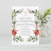 Invitation Bois d'hiver Noël Première communion sainte (Debout devant)