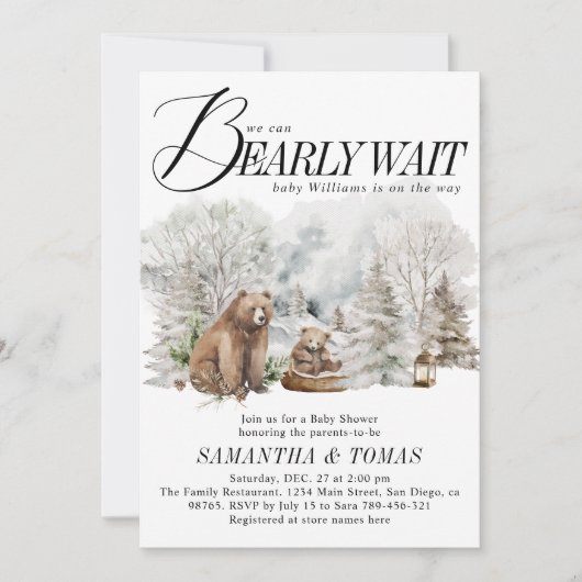 Invitation Bois d'hiver Nous pouvons étancher le Baby shower (Devant)