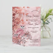 Invitation Bois d'hiver rose Baby shower moderne (Debout devant)