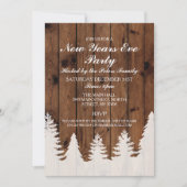 Invitation Bois d'hiver rustique arbres Nouvel An Jour de la (Devant)