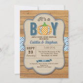 Invitation Bois d'invitation Citrouille pour bébé garçon (Devant)