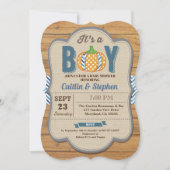 Invitation Bois d'invitation Citrouille pour bébé garçon (Devant)