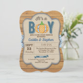 Invitation Bois d'invitation Citrouille pour bébé garçon (Debout devant)