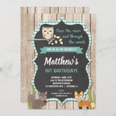 Invitation Bois d'invitation pour le premier anniversaire de  (Devant / Derrière)