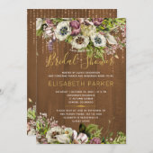 Invitation Bois d'ivoire floral rustique bois automne douche  (Devant / Derrière)