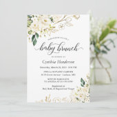 Invitation Bois d'ivoire Rose Baby shower Floral Brunch (Debout devant)