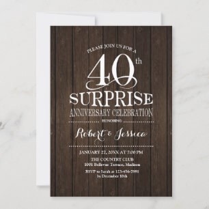 Invitation Bois du 40e anniversaire du Mariage surprise
