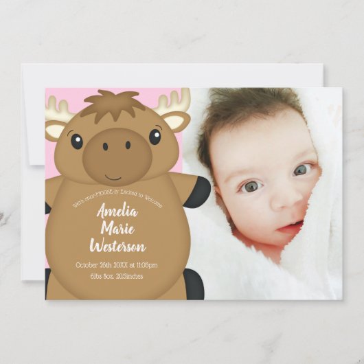 Invitation Bois du Baby shower de l'orignal (Devant)