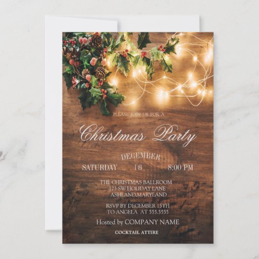 Invitation Bois, Éclairage à cordes, Compagnie de Noël Mistle (Devant)